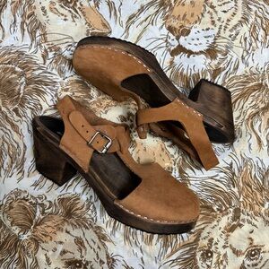 Lotta From Stockholm Leather Highwood T-Bar Clogs Covered Maryjane Sandals 41